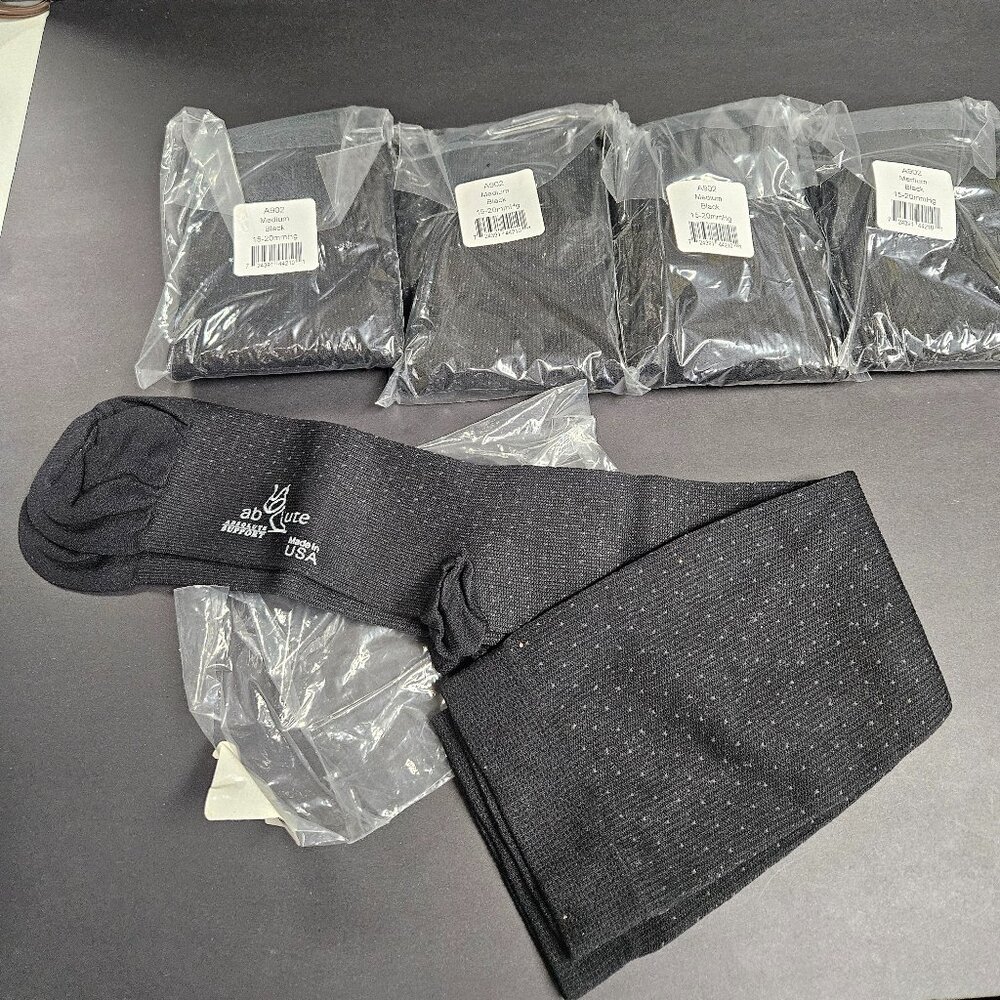 Absolute Support Mens Black Trouser Socks, Medium, 5 Pair